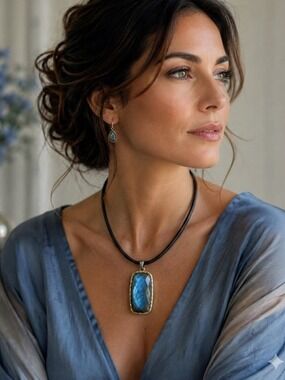 Labradorite pendant necklace in Sterling Silver 14k gold vermeil 🆕